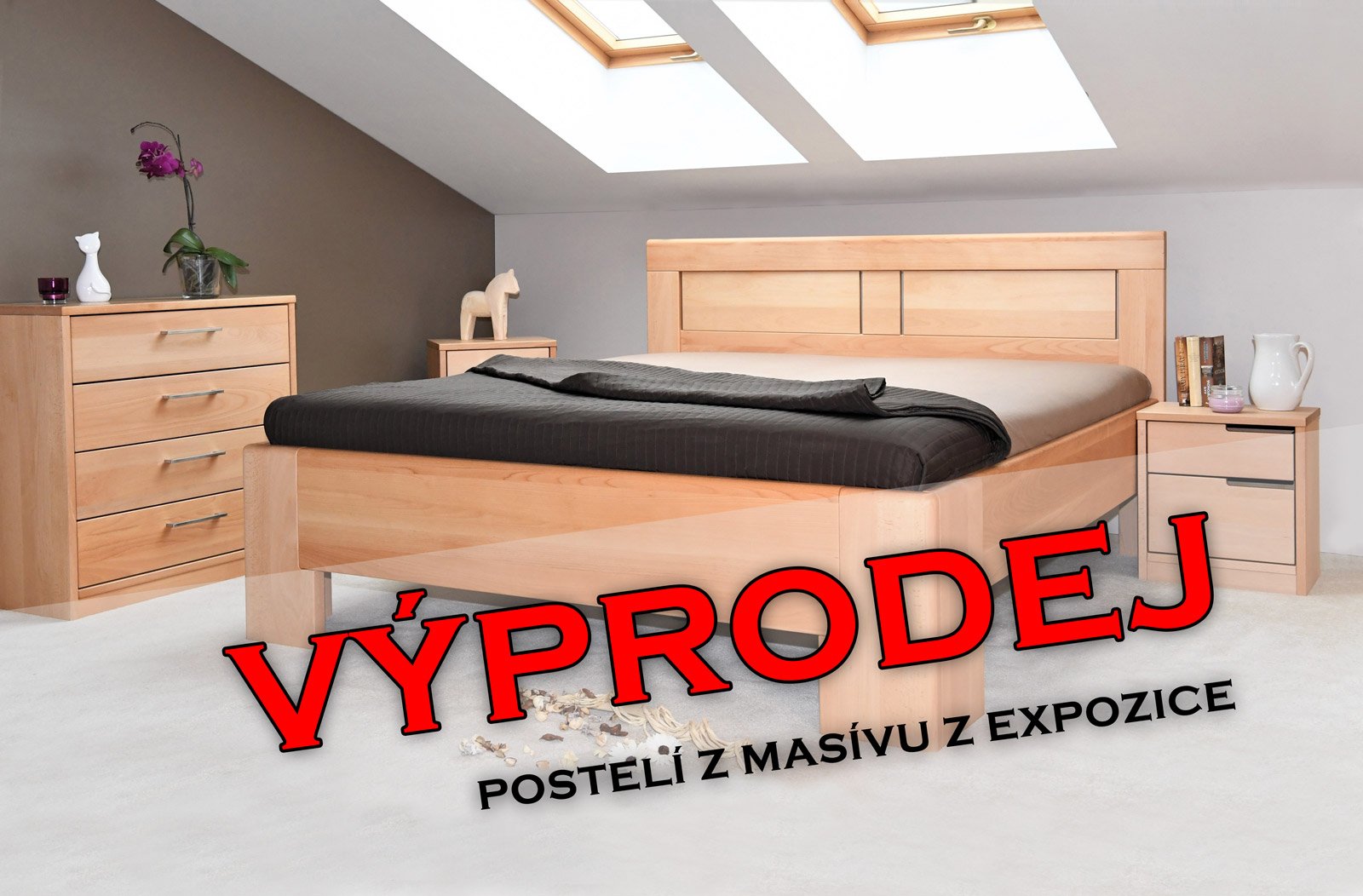 VELKÝ VÝPRODEJ POSTELÍ Z MASÍVU Z EXPOZICE!!!